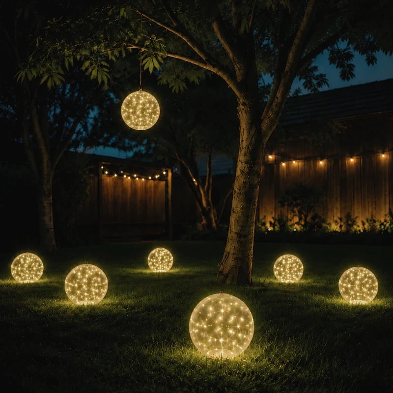 Zwembadlampen LED drijvend opblaasbaar op zonne-energie met lichtsnoer en handpomp