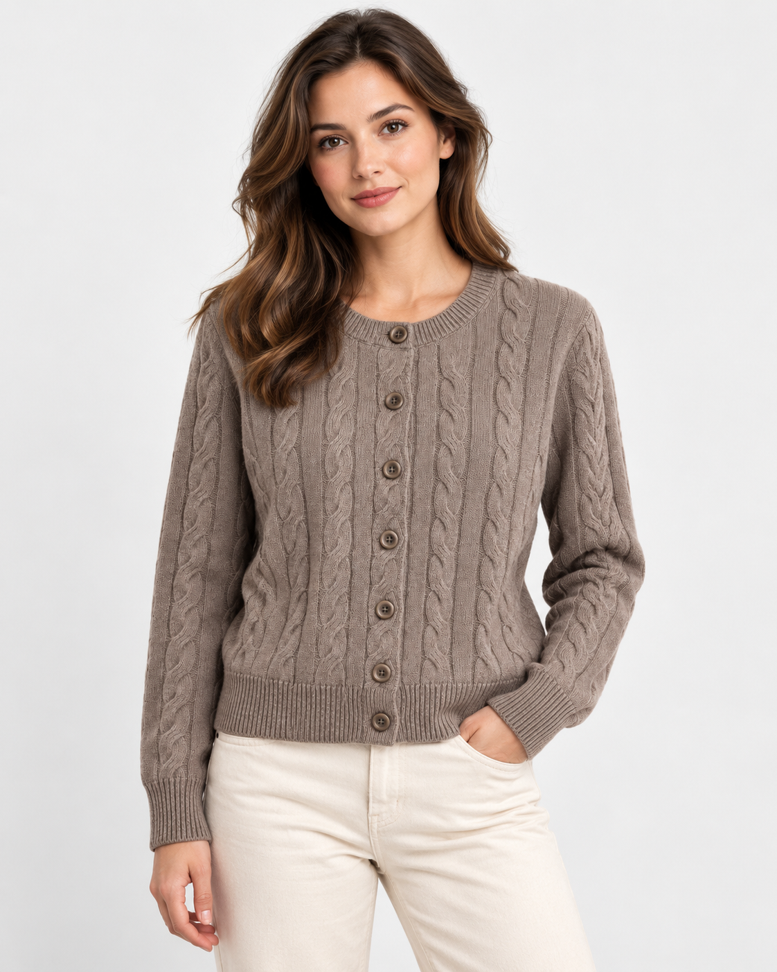 Gebreid structuurvest met knoopsluiting voor dames
