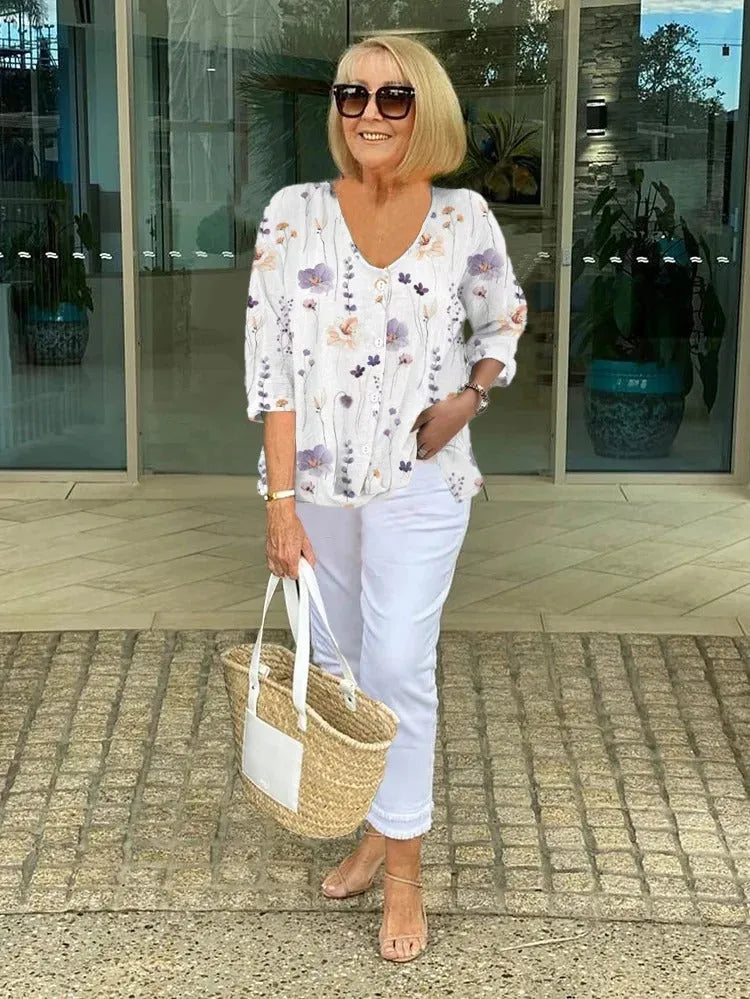 Tira blouse met V-hals en driekwartmouwen voor dames