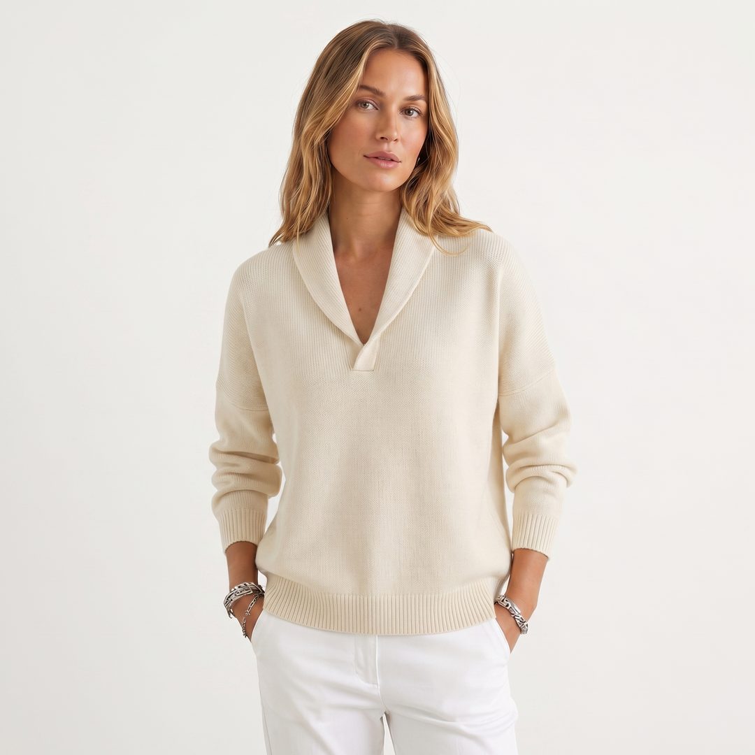 Relaxte gebreide pullover met v-hals voor dames