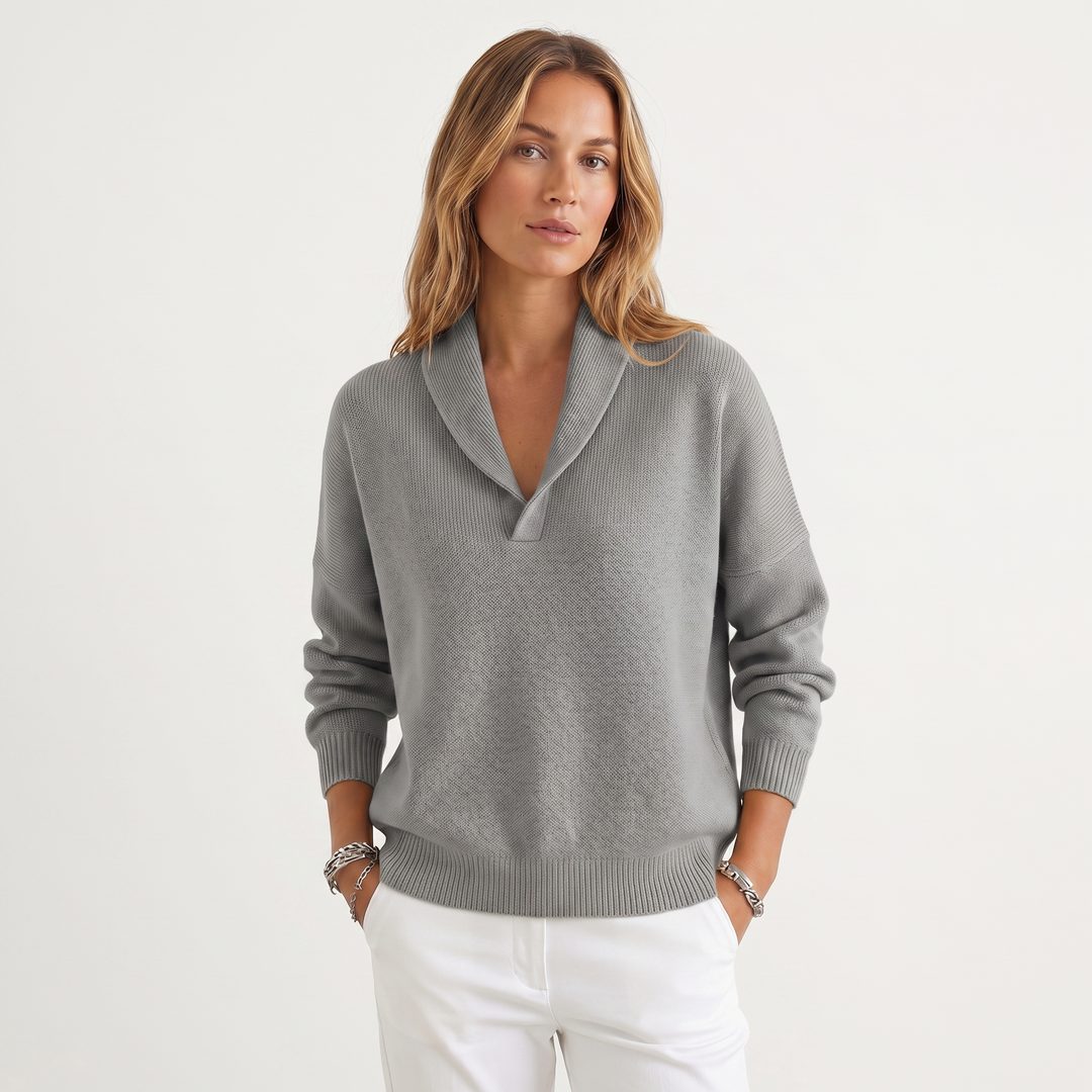 Relaxte gebreide pullover met v-hals voor dames