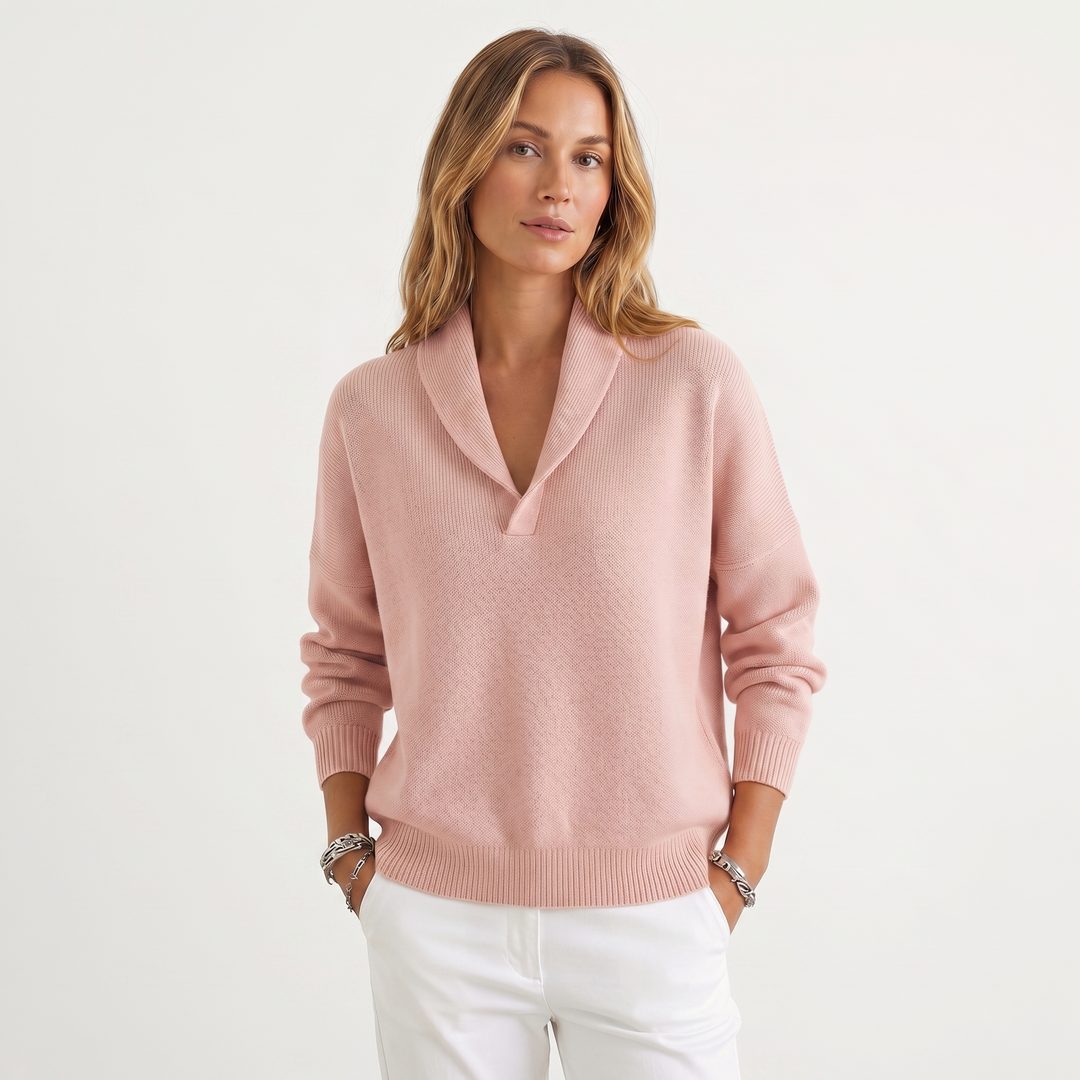 Relaxte gebreide pullover met v-hals voor dames