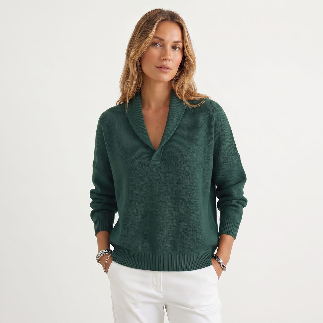 Relaxte gebreide pullover met v-hals voor dames