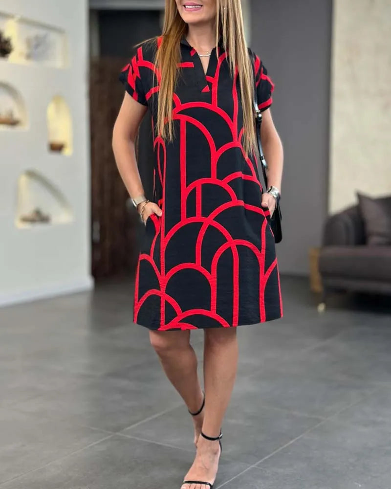 Vega blousejurk met geometrische print voor dames