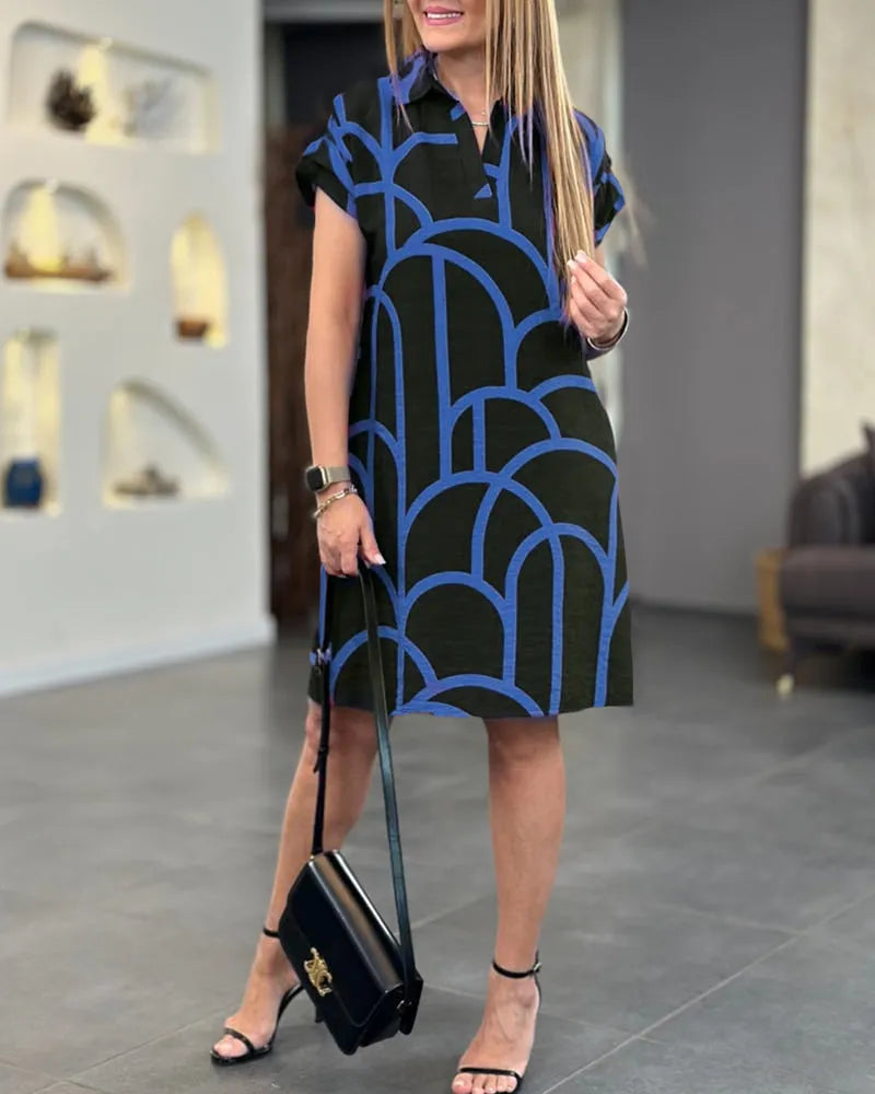 Vega blousejurk met geometrische print voor dames