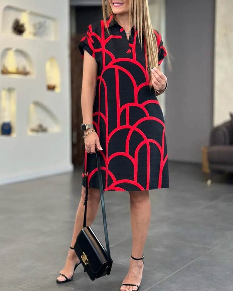 Vega blousejurk met geometrische print voor dames