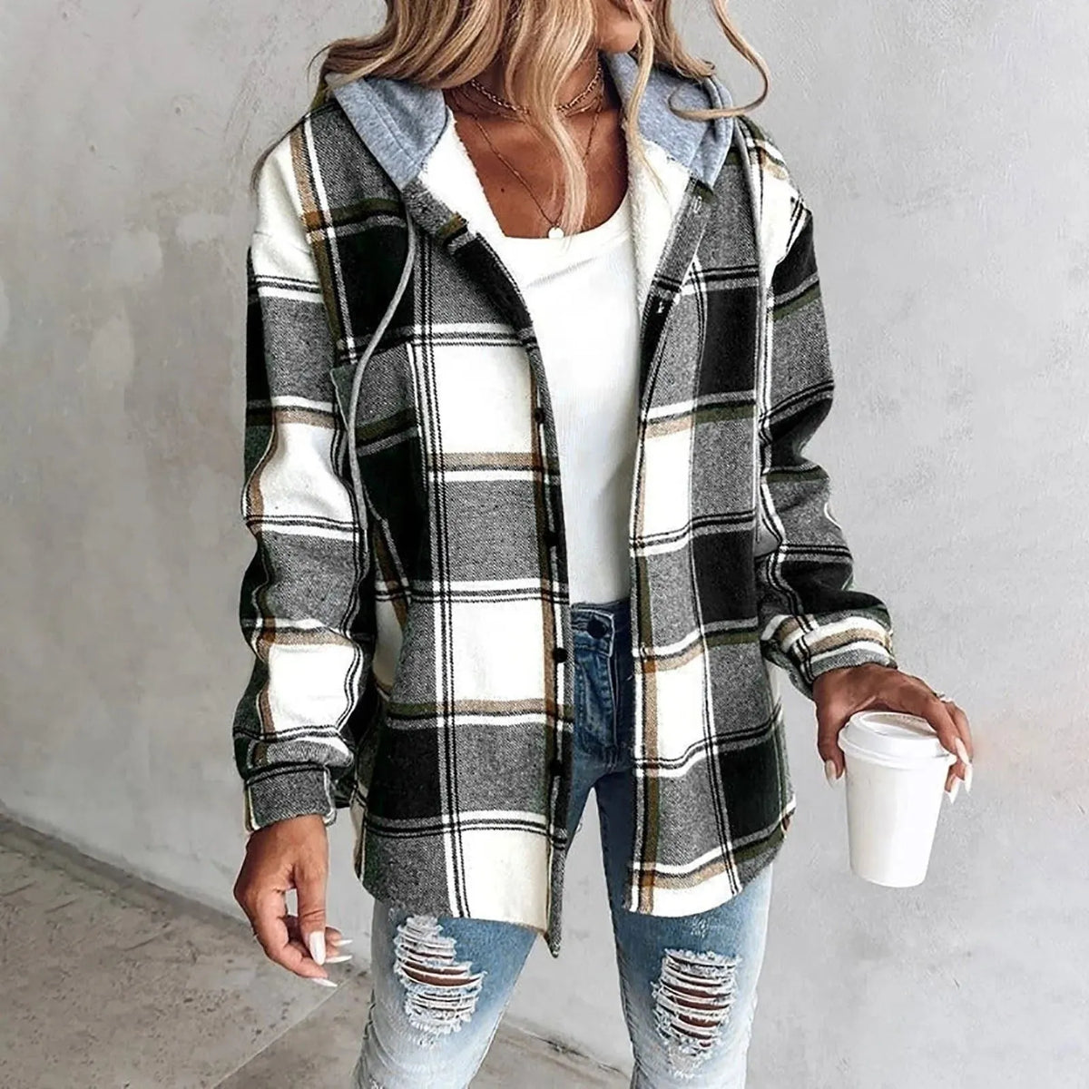Victorine oversized geruit damesvest