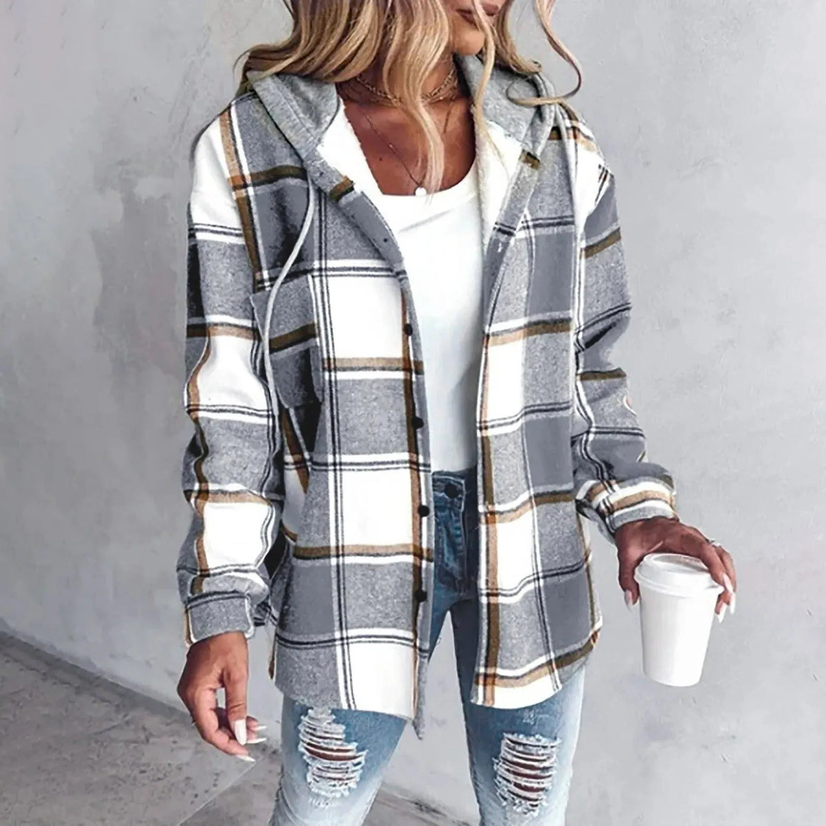 Victorine oversized geruit damesvest