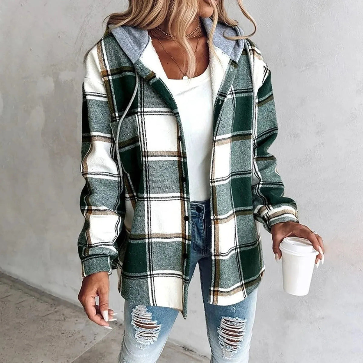 Victorine oversized geruit damesvest