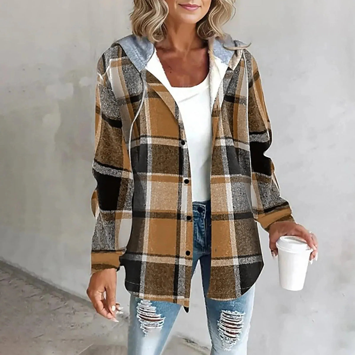 Victorine oversized geruit damesvest