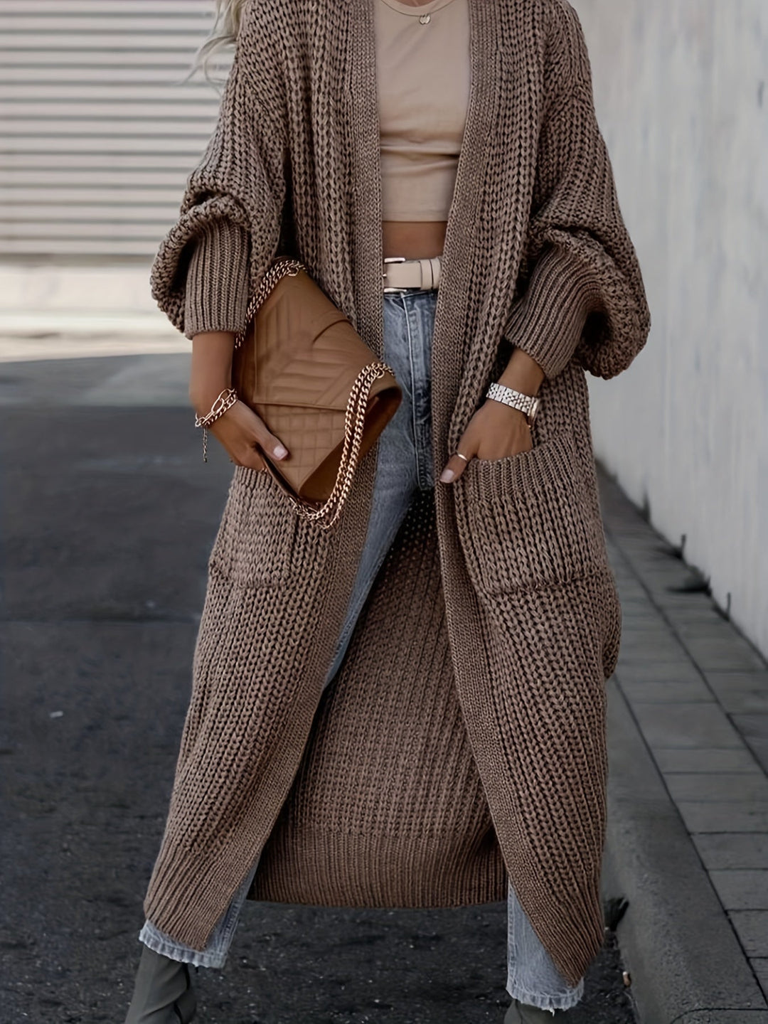 Elena - Losse Gebreide lange Cardigan Vest Voor Dames