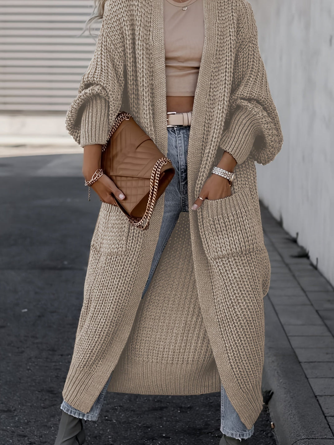 Elena - Losse Gebreide lange Cardigan Vest Voor Dames