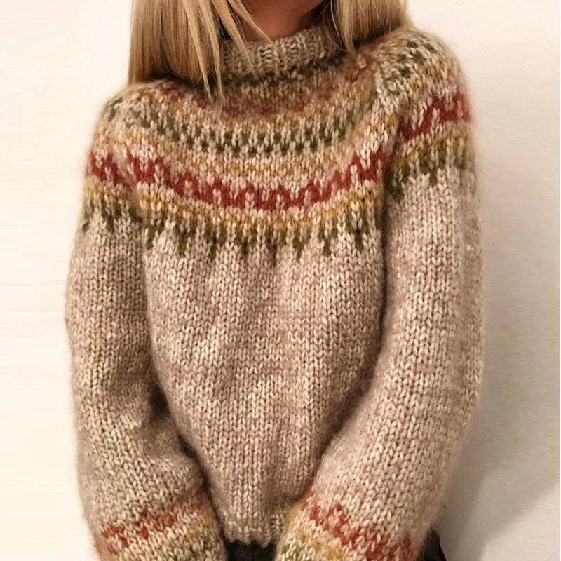Wanda grofgebreide Fair Isle-trui voor dames