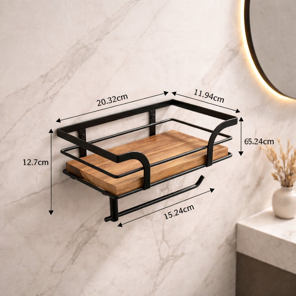 Wandmontage toiletpapierhouder met plank voor telefoon en tissues