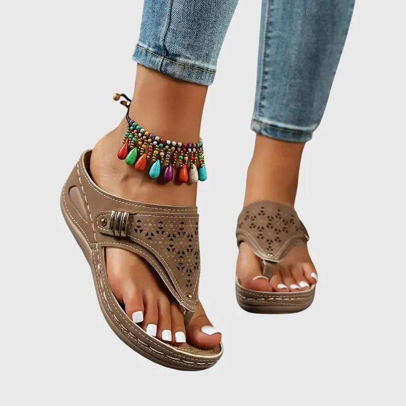 Wendeline damesplateausandalen met open neus
