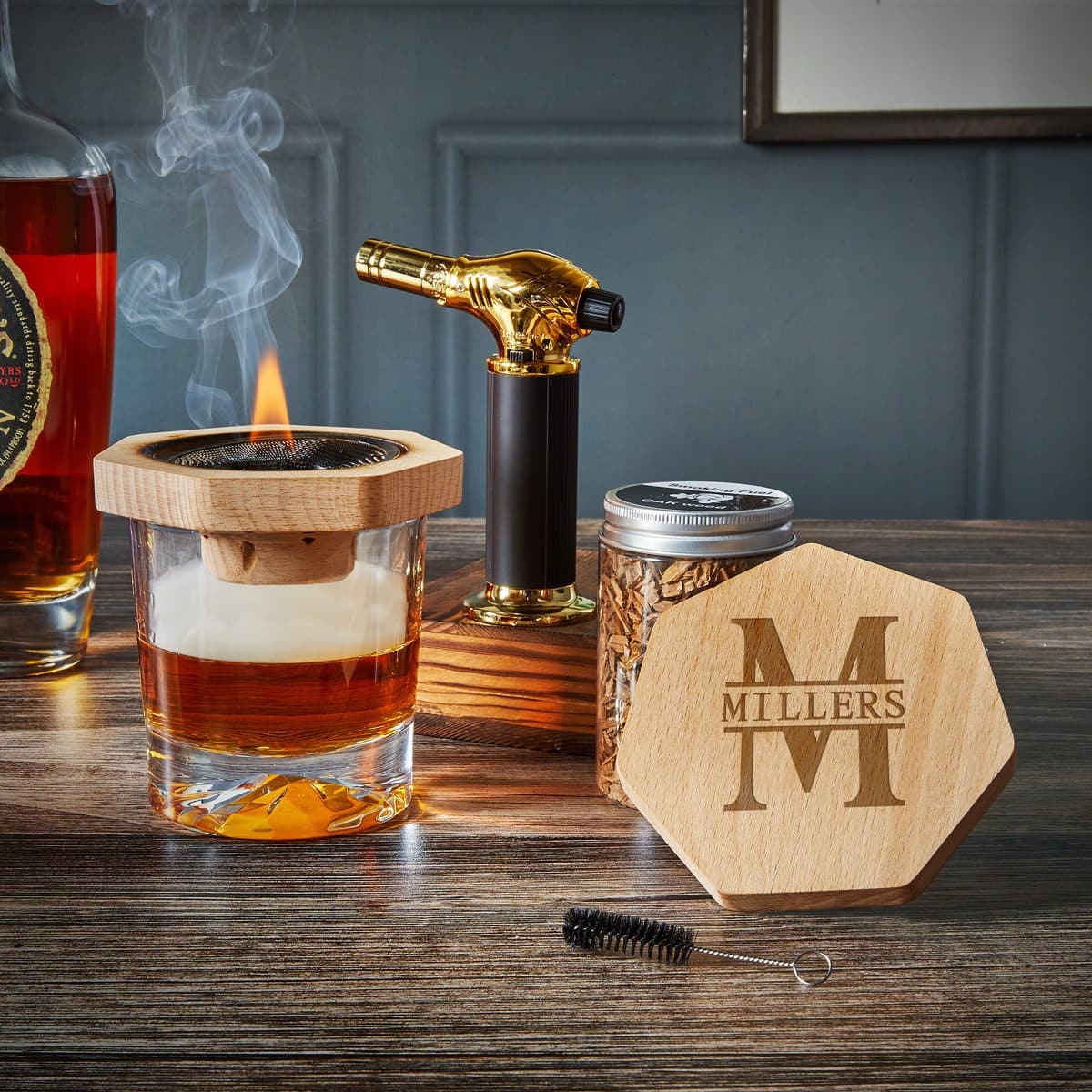Whiskey-smokerset en cocktailset met houten design voor gerookte Old Fashioned-drankjes