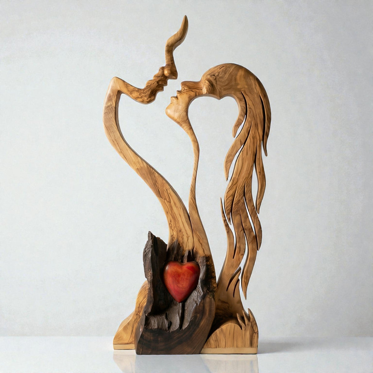 Houten Koppelbeeld – Abstract Design, Ambachtelijke Uitstraling & Woondecoratie