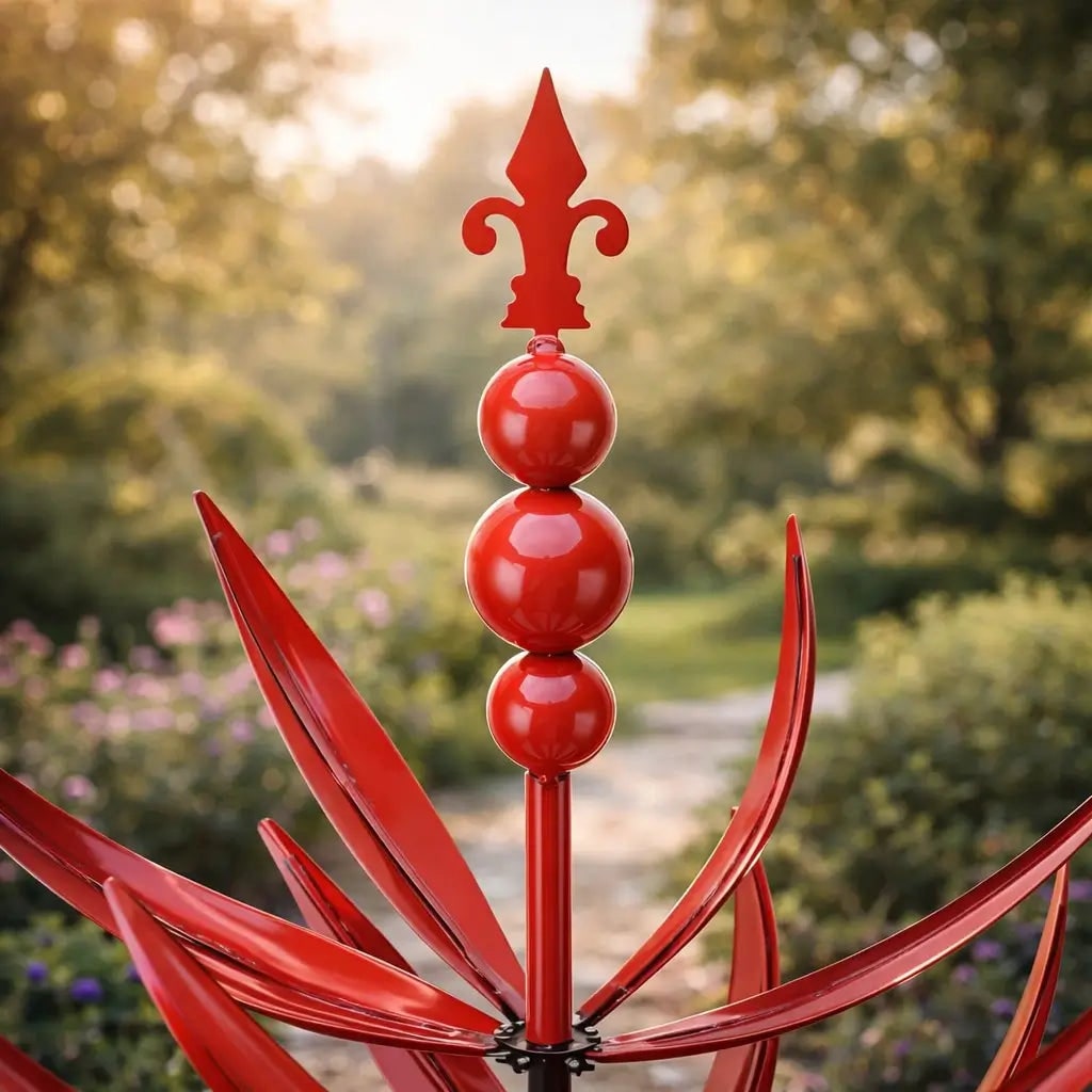 Windspinner van metaal als tuinsteker met lotusbloemontwerp en 360 graden draaibaar voor in de tuin