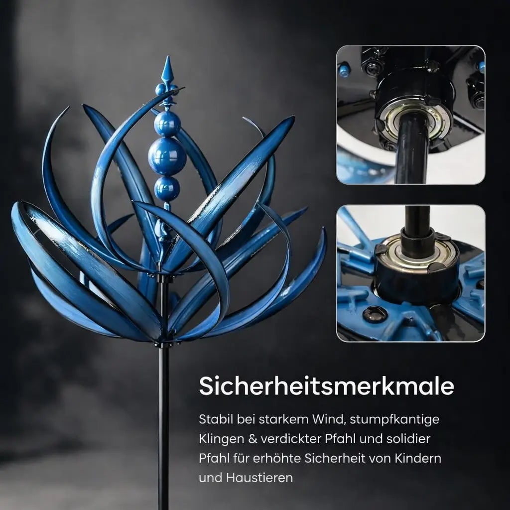 Windspinner van metaal als tuinsteker met lotusbloemontwerp en 360 graden draaibaar voor in de tuin