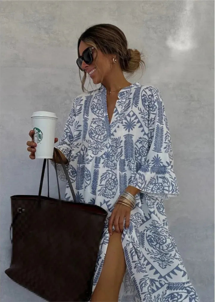 Winnie oversized midi-overhemdjurk voor dames met print