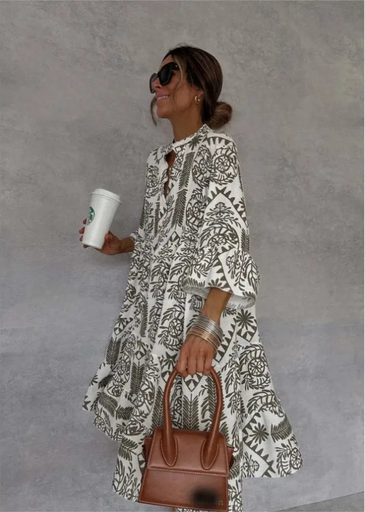 Winnie oversized midi-overhemdjurk voor dames met print