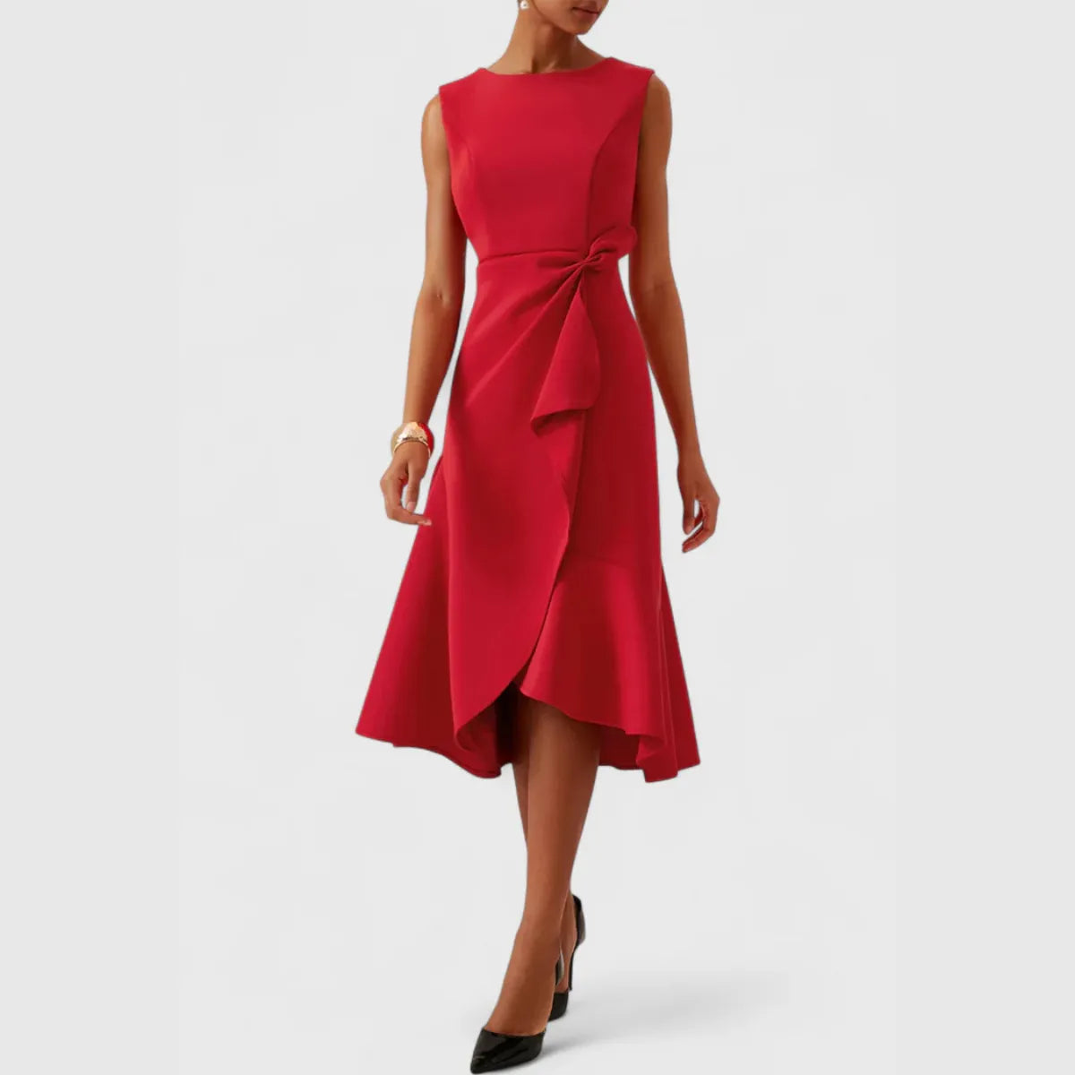 Asymmetrische mouwloze midijurk voor dames