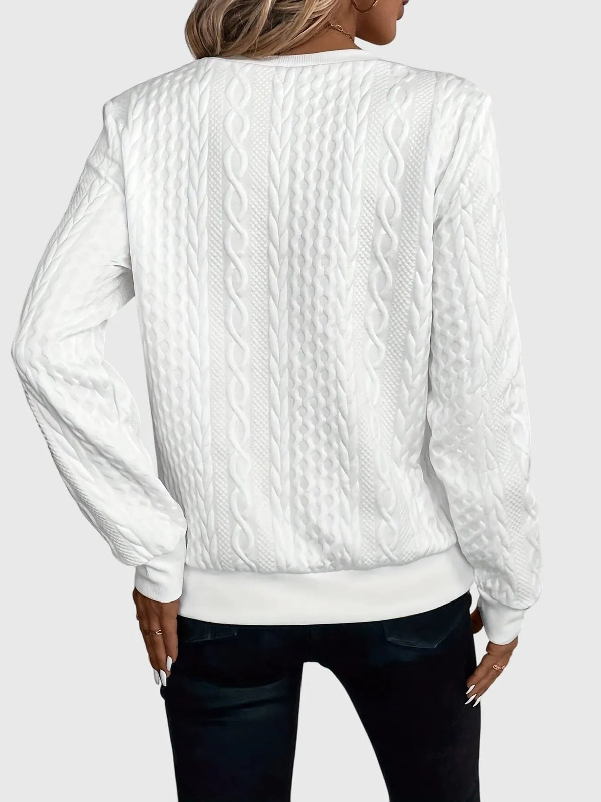 Kabelgebreide damessweater met ritssluiting