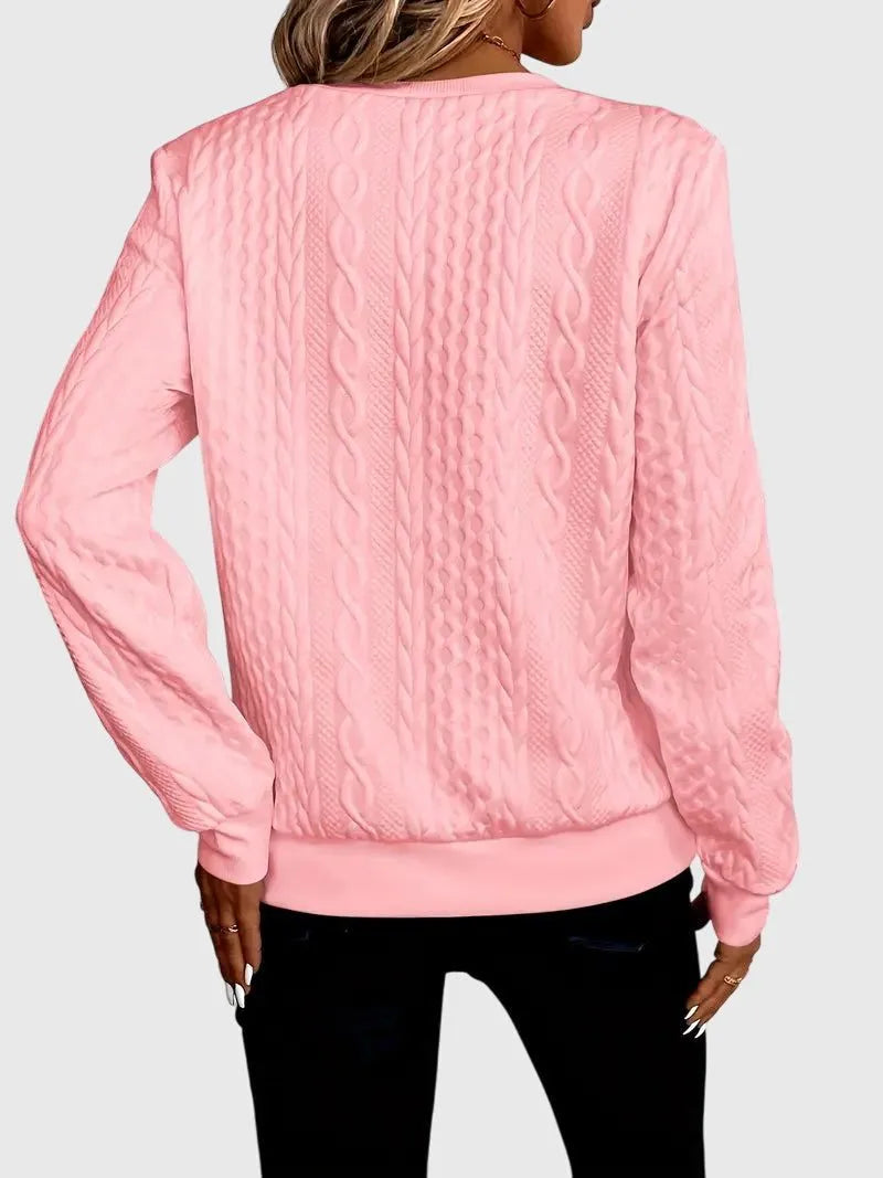 Kabelgebreide damessweater met ritssluiting