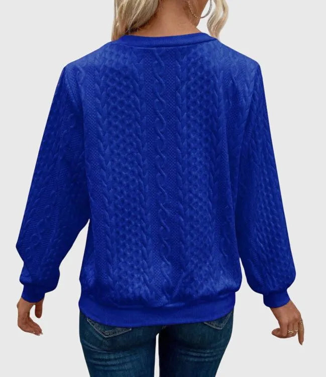 Kabelgebreide damessweater met ritssluiting