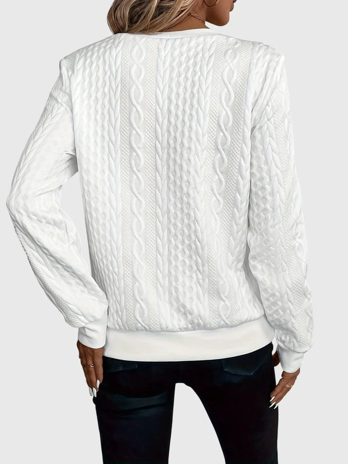 Kabelgebreide damessweater met ritssluiting