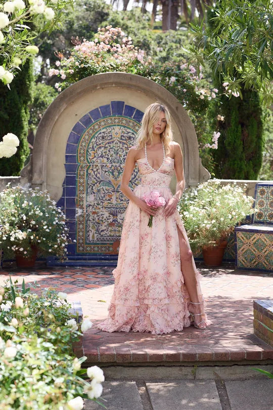 Haltermaxijurk met bloemenprint voor dames