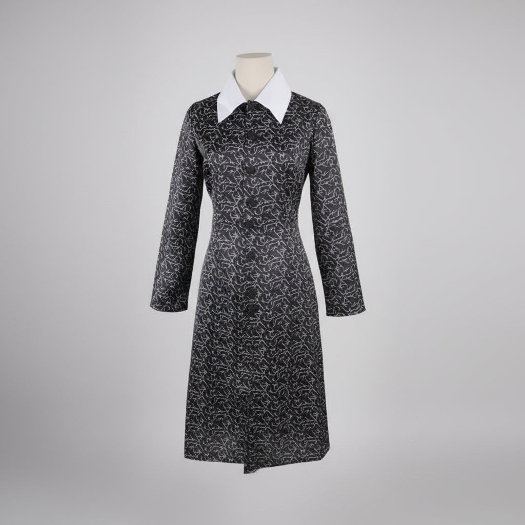 Dames Halloweenkostuum gothic schoolmeisje met witte kraag en lange mouwen, feestoutfit