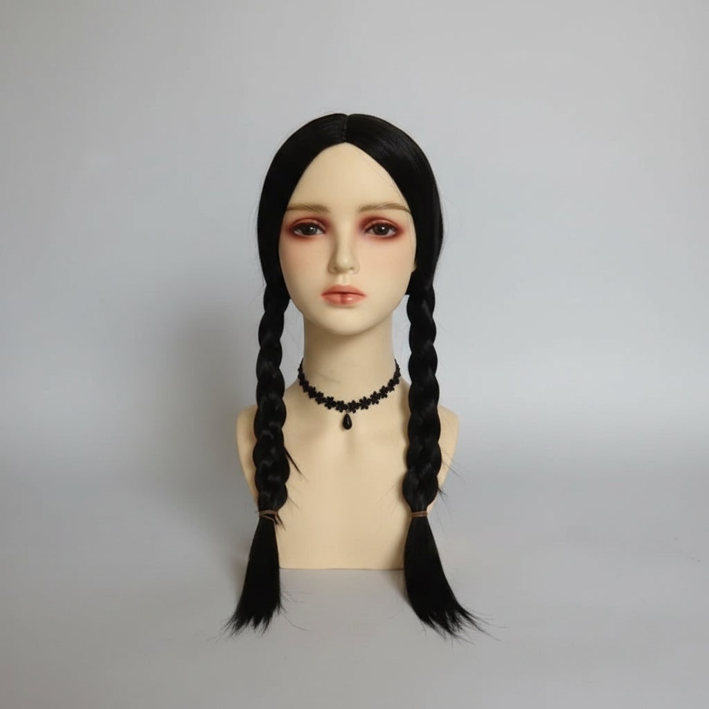 Dames Halloweenkostuum gothic schoolmeisje met witte kraag en lange mouwen, feestoutfit