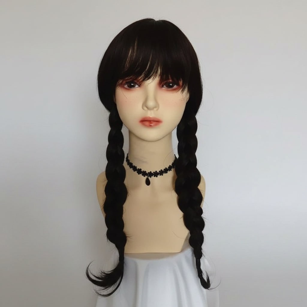 Dames Halloweenkostuum gothic schoolmeisje met witte kraag en lange mouwen, feestoutfit