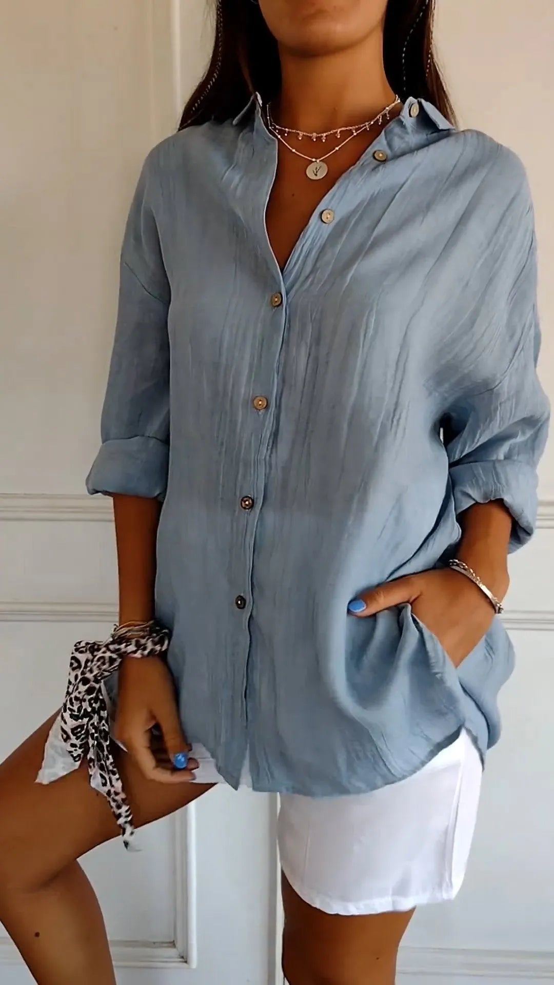 Oversized damesblouse met knoopsluiting
