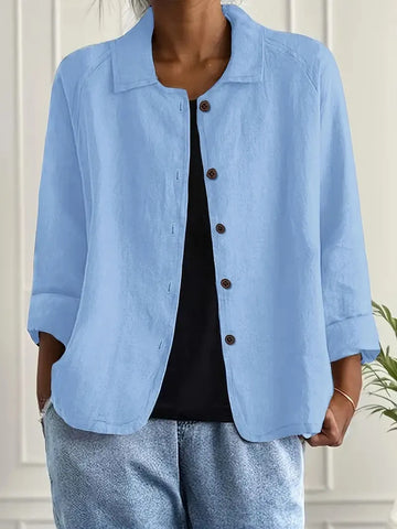 Oversized damesblazer met knoopsluiting en gespreide kraag