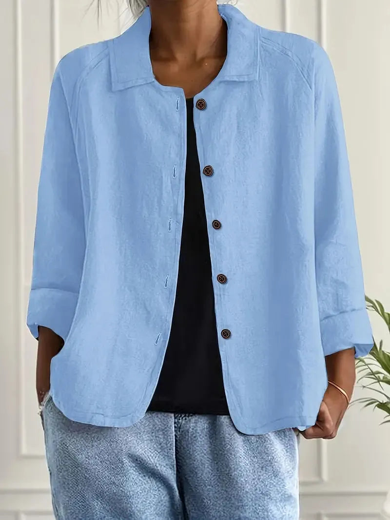 Oversized damesblazer met knoopsluiting en gespreide kraag