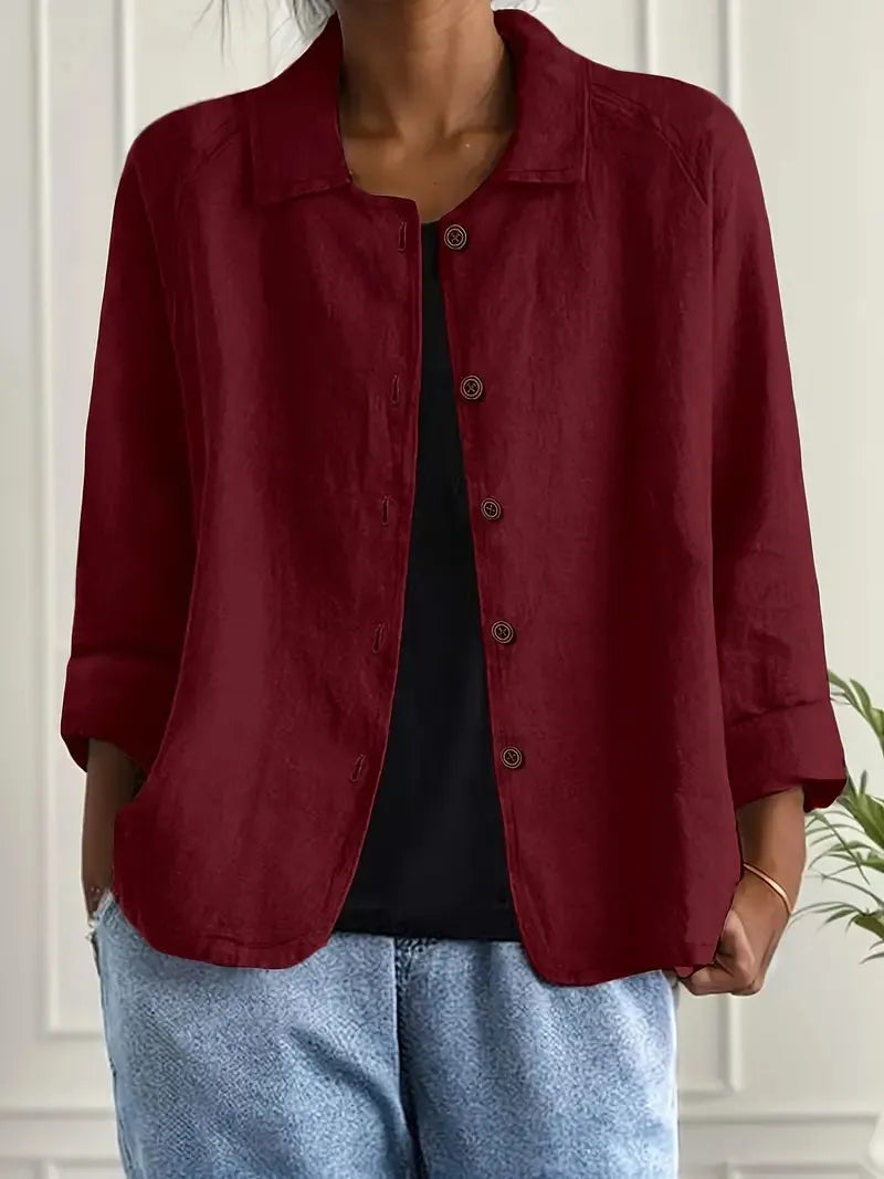 Oversized damesblazer met knoopsluiting en gespreide kraag