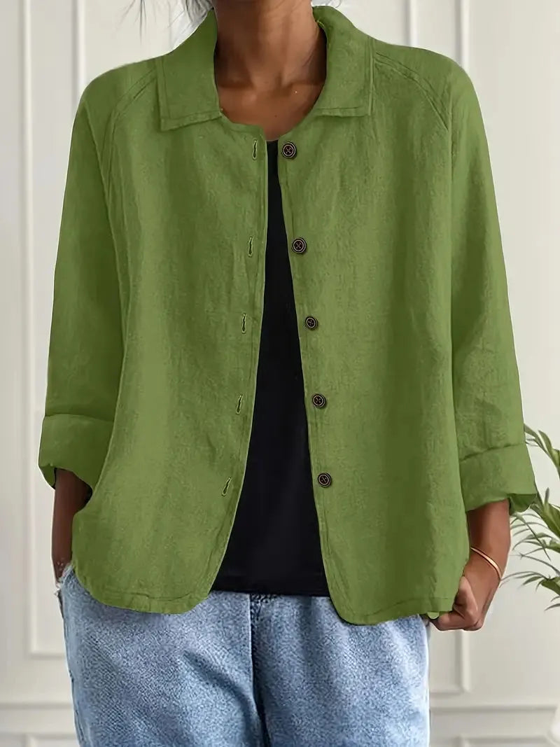 Oversized damesblazer met knoopsluiting en gespreide kraag