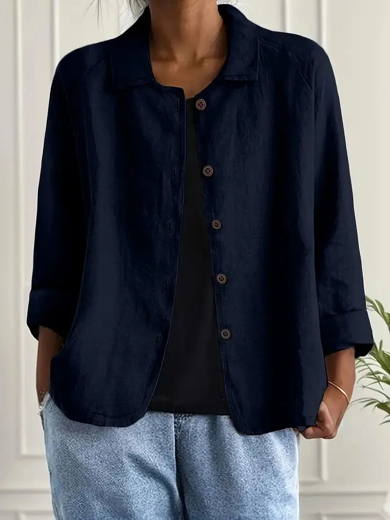 Oversized damesblazer met knoopsluiting en gespreide kraag