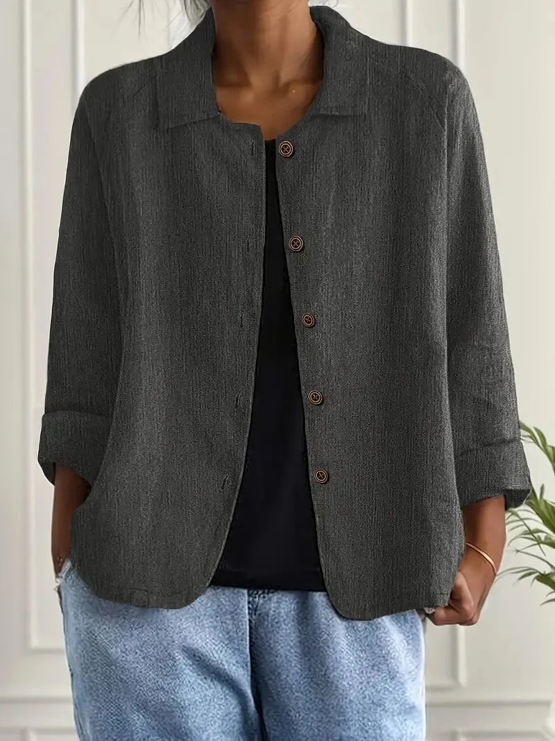 Oversized damesblazer met knoopsluiting en gespreide kraag