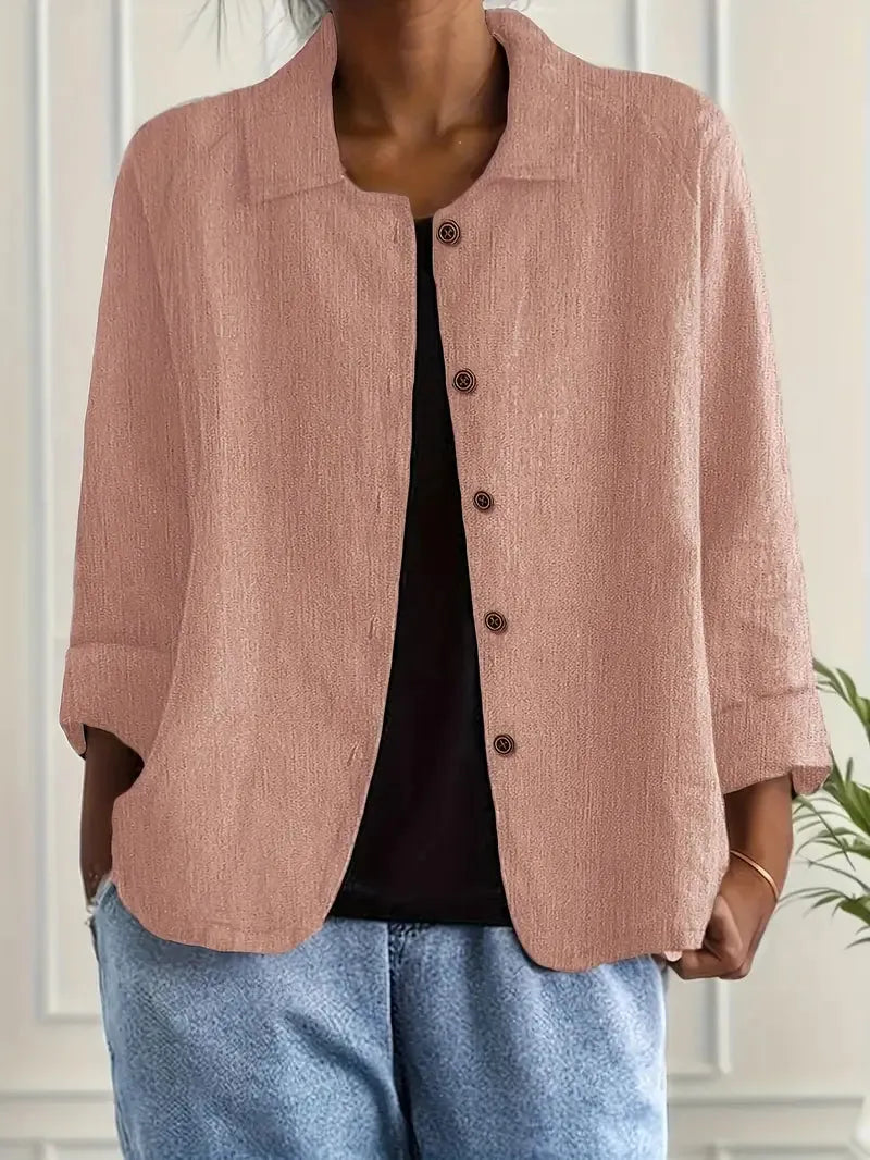 Oversized damesblazer met knoopsluiting en gespreide kraag