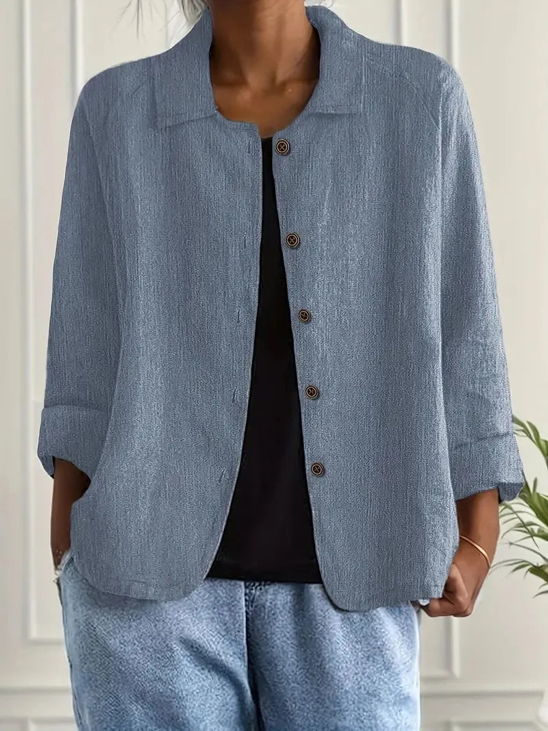 Oversized damesblazer met knoopsluiting en gespreide kraag