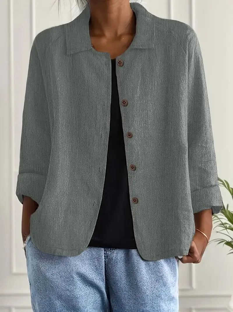 Oversized damesblazer met knoopsluiting en gespreide kraag
