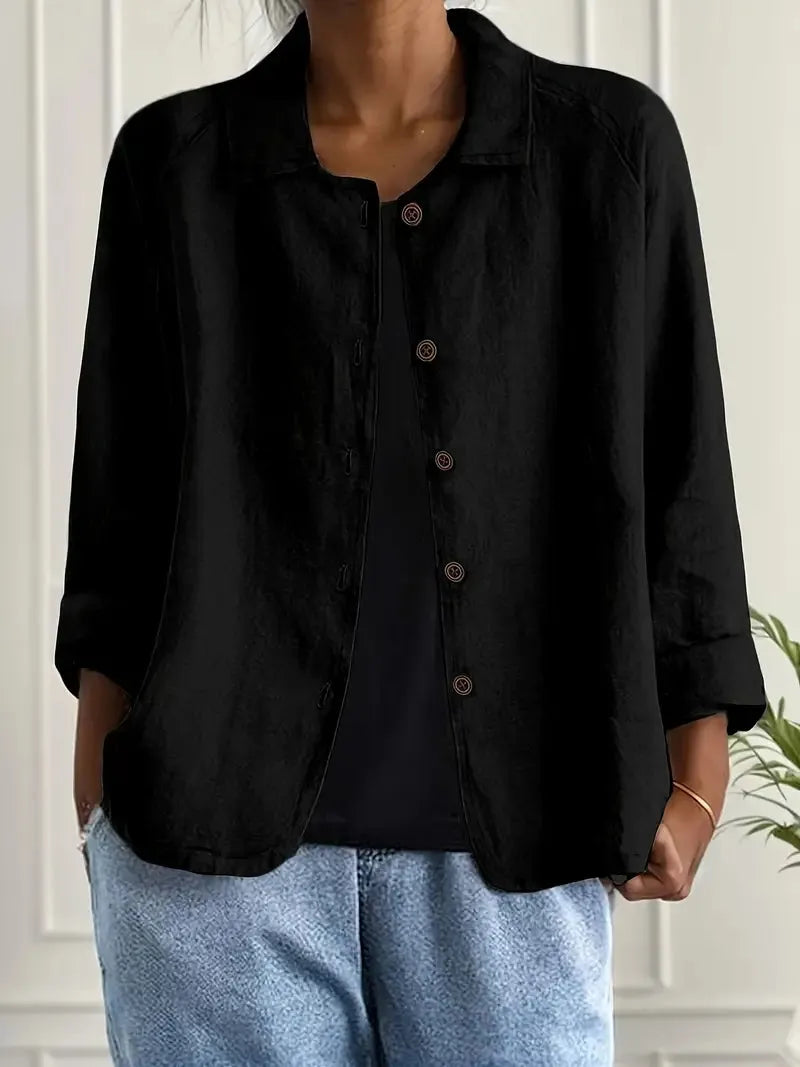 Oversized damesblazer met knoopsluiting en gespreide kraag