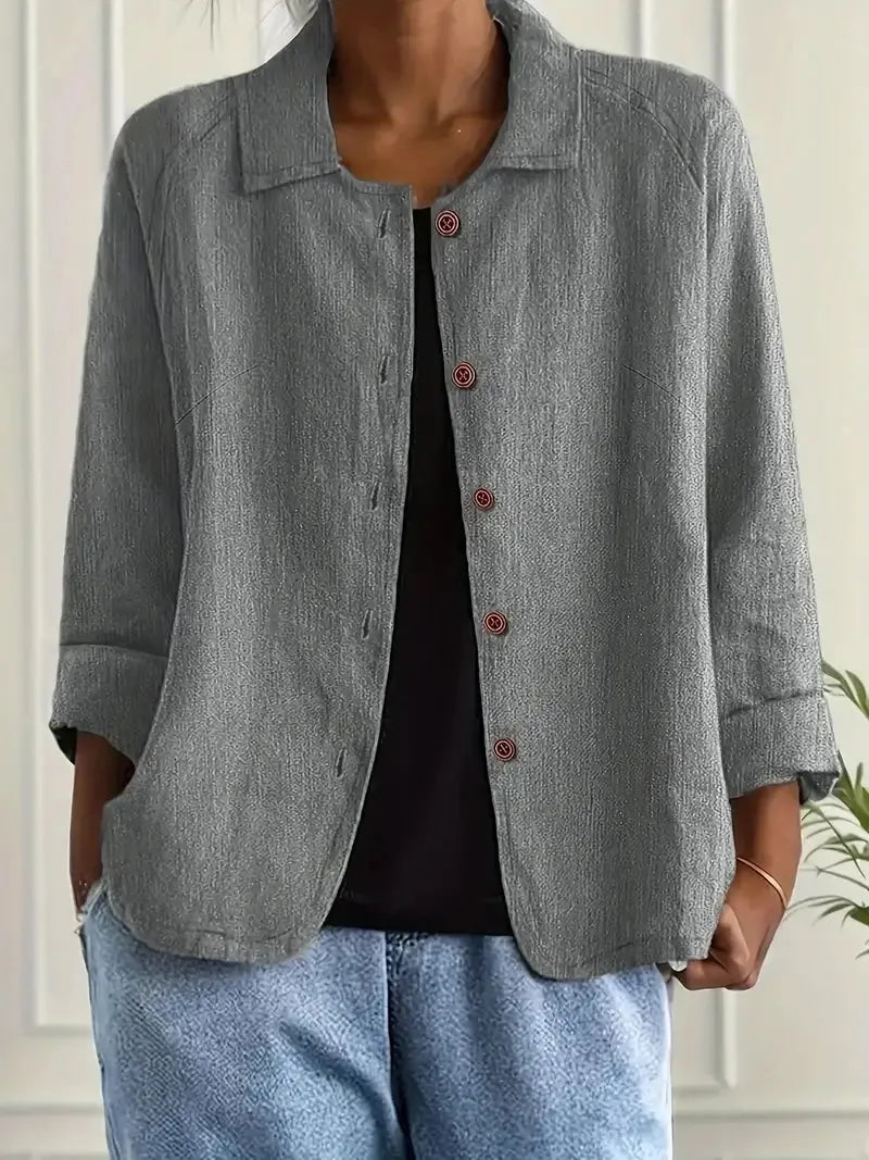 Oversized damesblazer met knoopsluiting en gespreide kraag