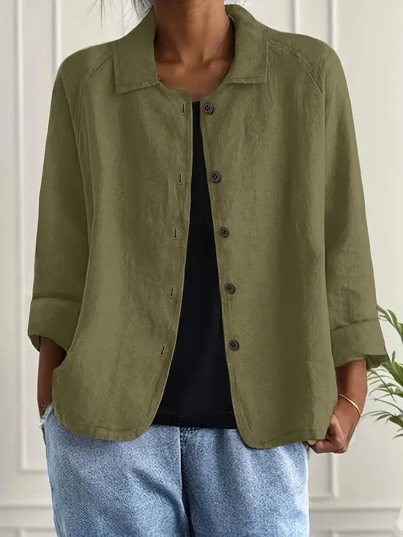 Oversized damesblazer met knoopsluiting en gespreide kraag