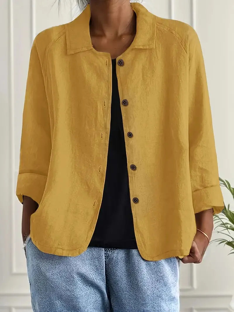 Oversized damesblazer met knoopsluiting en gespreide kraag