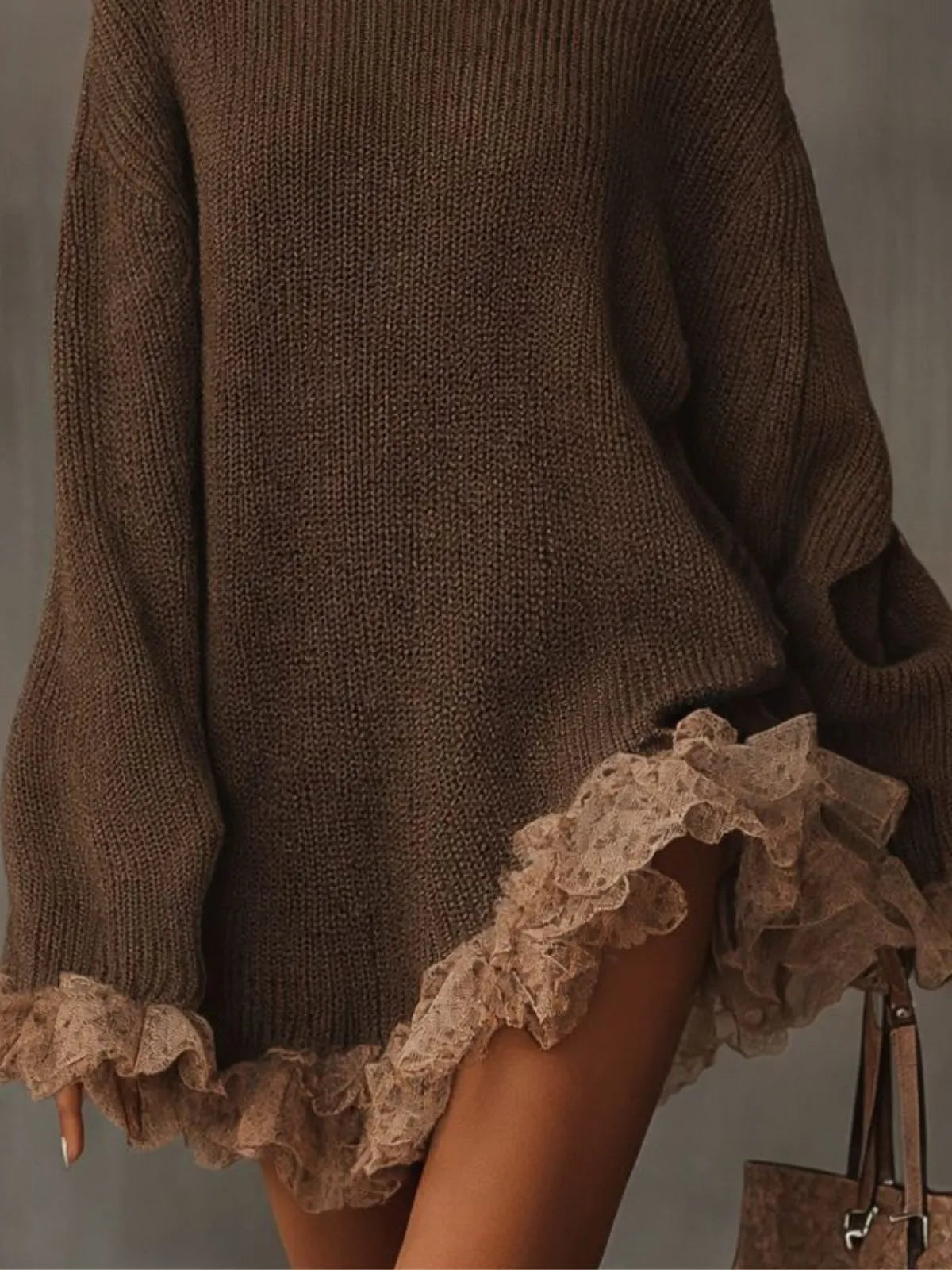 Oversized damestrui-jurk met col en ruchezoom