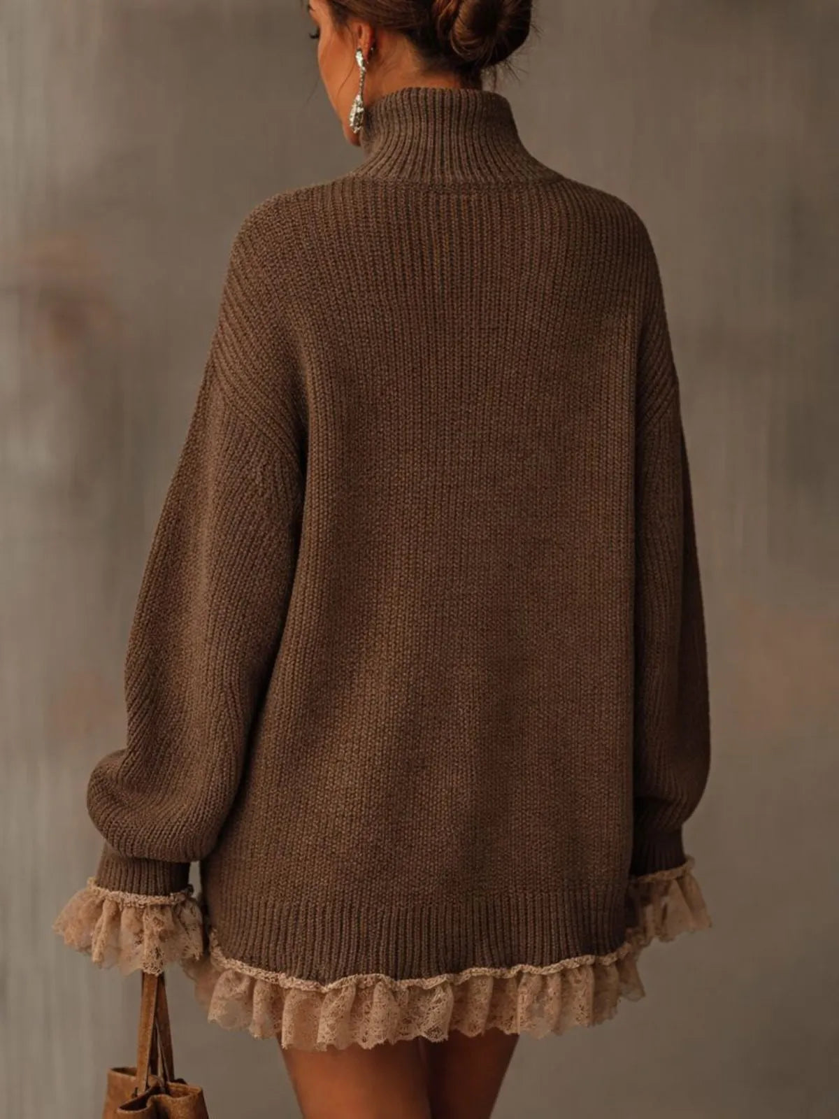 Oversized damestrui-jurk met col en ruchezoom
